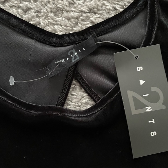 Saints Mini Open Back Black Dress Fitted Medium - Picture 8 of 10